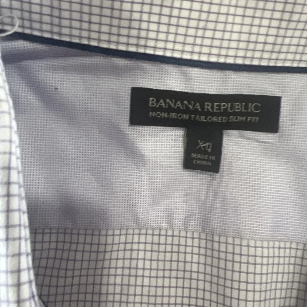 Banana Republic Mens Plum Plaid Long‎ Sleeve Button Up Size Xl Beautiful 459